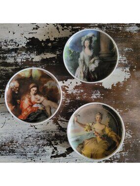 AK Kaiser Germany Set Of 3 Porcelain Wall Plate Coasters With Artistic Portraits